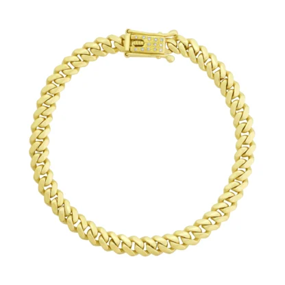 9ct Yellow Gold Diamond Clasp Cuban Bracelet 9" 7mm