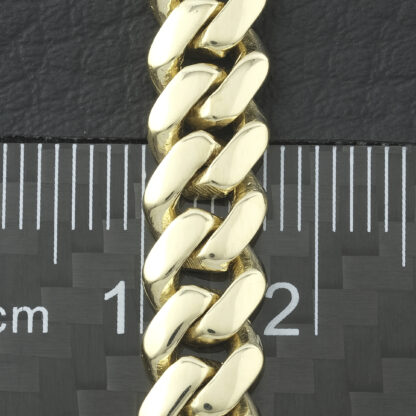 9ct Yellow Gold Diamond Clasp Cuban Bracelet 9" 7mm - Image 2