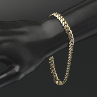 9ct Yellow Gold Diamond Clasp Cuban Bracelet 9" 7mm - Image 3
