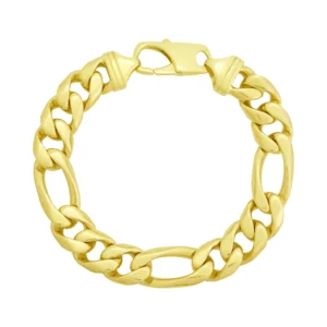 9ct Yellow Gold Figaro Bracelet 9&#8221; 14mm