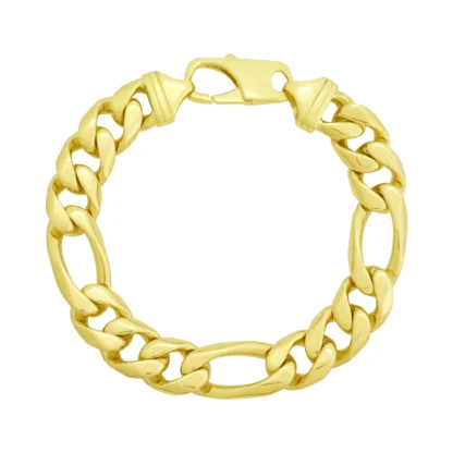 9ct Yellow Gold Figaro Bracelet 9'' 14mm