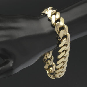 18ct Yellow Gold Cuban Bracelet 9&#8221; 16mm
