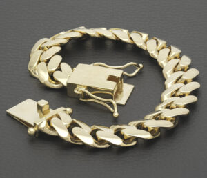 18ct Yellow Gold Cuban Bracelet 9&#8221; 16mm