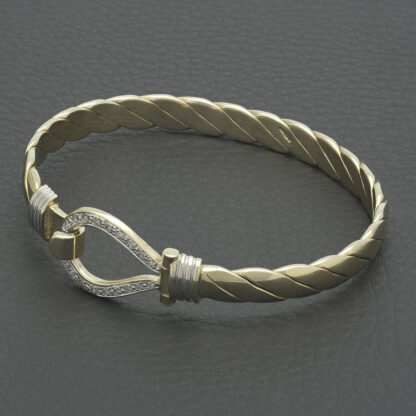 9ct Yellow Gold Diamond Loop Bangle - Image 2