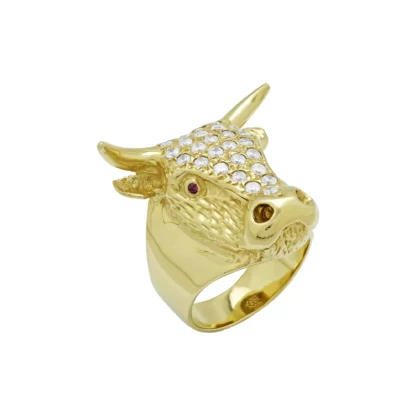 9ct Yellow Gold Gemstone Bull Ring