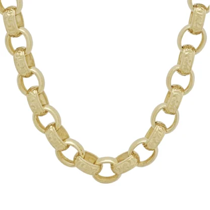 9ct Yellow Gold Patterned Belcher Chain 23.5" 10.5mm