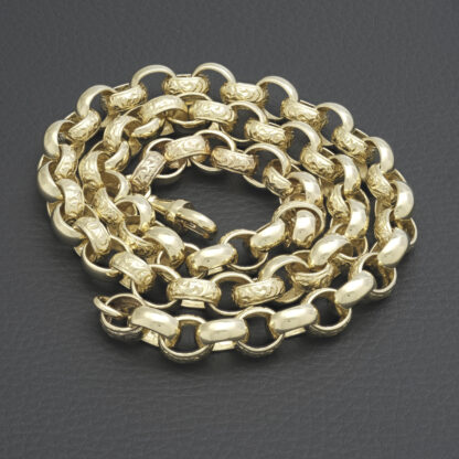 9ct Yellow Gold Patterned Belcher Chain 23.5" 10.5mm - Image 5