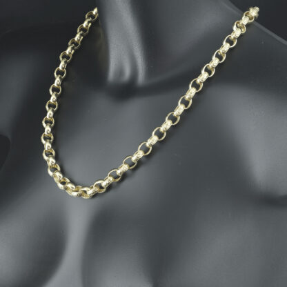 9ct Yellow Gold Patterned Belcher Chain 23.5" 10.5mm - Image 4