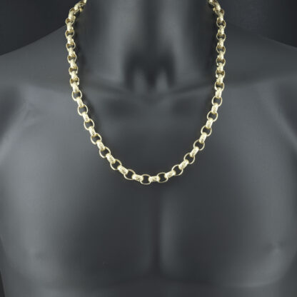 9ct Yellow Gold Patterned Belcher Chain 23.5" 10.5mm - Image 3