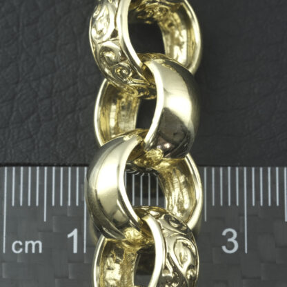 9ct Yellow Gold Patterned Belcher Bracelet 10" 15mm - Image 3