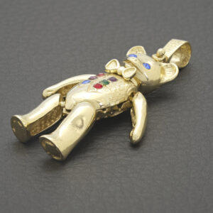 9ct Yellow Gold Gemstone Teddy Bear Pendant