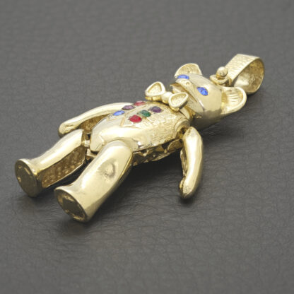 9ct Yellow Gold Gemstone Teddy Bear Pendant - Image 2