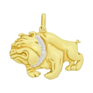 9ct Yellow Gold Diamond Bulldog Pendant