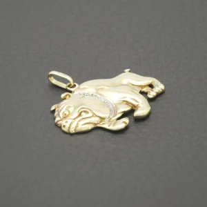 9ct Yellow Gold Diamond Bulldog Pendant