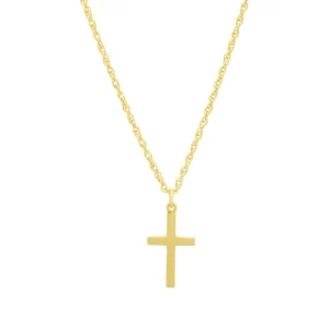 9ct Yellow Gold Fancy Link Chain &#038; Cross Pendant 18&#8243;