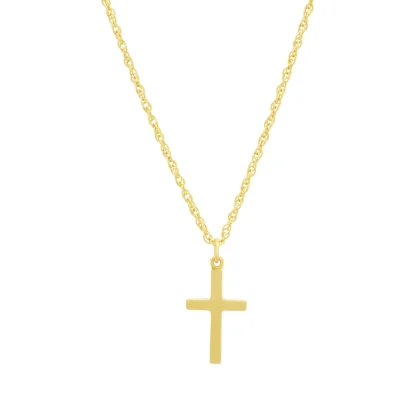 9ct Yellow Gold Fancy Link Chain & Cross Pendant 18"