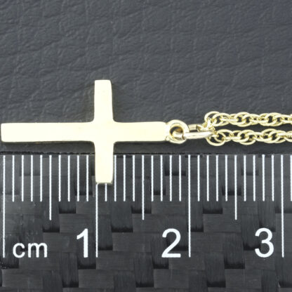 9ct Yellow Gold Fancy Link Chain & Cross Pendant 18" - Image 4