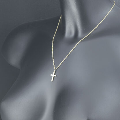 9ct Yellow Gold Fancy Link Chain & Cross Pendant 18" - Image 3