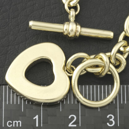 9ct Yellow Gold Belcher Bracelet & Heart Pendant 7.5" - Image 2