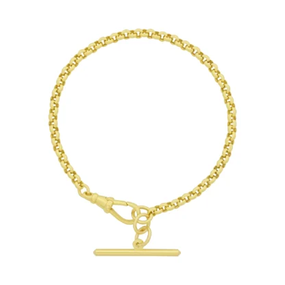 9ct Yellow Gold Belcher Bracelet & T-Bar 8" 4mm