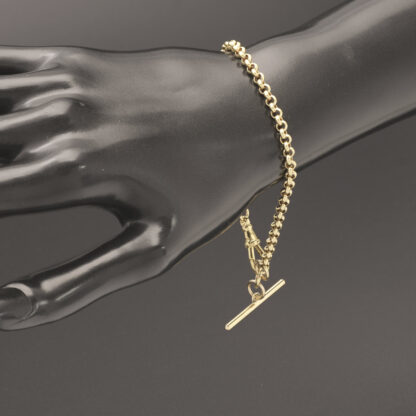 9ct Yellow Gold Belcher Bracelet & T-Bar 8" 4mm - Image 4