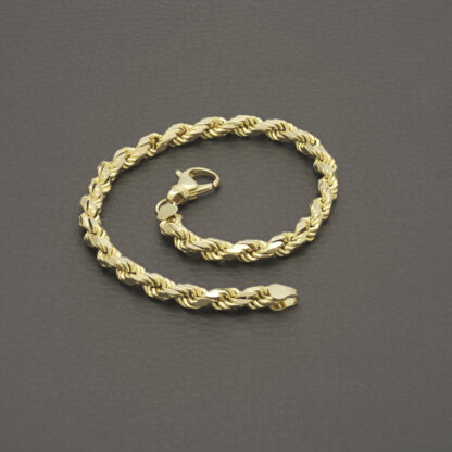 14ct Yellow Gold Rope Bracelet 9" 4.5mm - Image 4