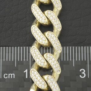9ct Yellow Gold Gemstone Cuban Bracelet 7″ 11mm