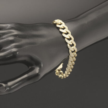 9ct Yellow Gold Gemstone Cuban Bracelet 7.5" 11mm - Image 3