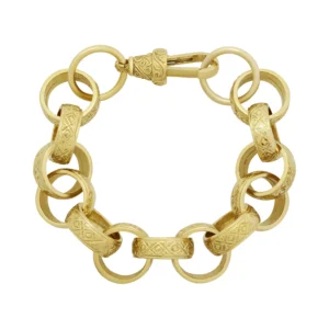 9ct Yellow Gold Patterned Belcher Bracelet 8.5&#8243; 18mm