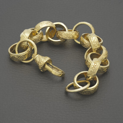 9ct Yellow Gold Patterned Belcher Bracelet 8.5" 18mm - Image 2