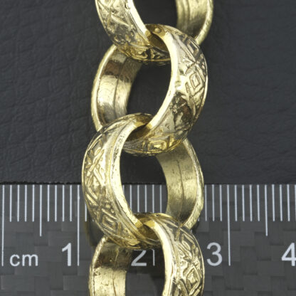 9ct Yellow Gold Patterned Belcher Bracelet 8.5" 18mm - Image 3