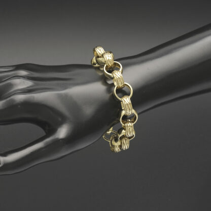 9ct Yellow Gold Patterned Belcher Bracelet 7.5" 13mm - Image 4