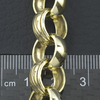 9ct Yellow Gold Patterned Belcher Bracelet 7.5" 13mm - Image 3