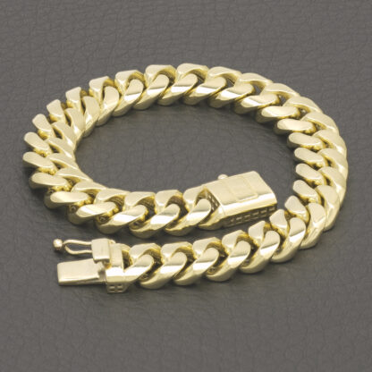9ct Yellow Gold Cuban Bracelet 7" 9.5mm - Image 4