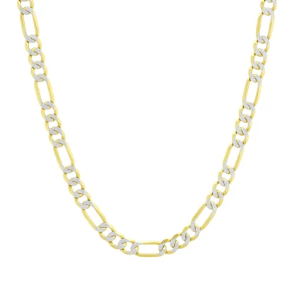 9ct Yellow Gold & White Gold Figaro Chain 20" 4.5mm