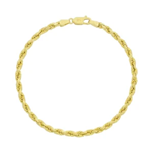 9ct Yellow Gold Diamond Cut Rope Bracelet 8.5&#8243; 3.5mm