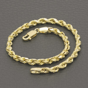 9ct Yellow Gold Diamond Cut Rope Bracelet 8.5″ 3.5mm