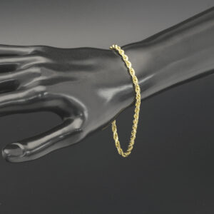 9ct Yellow Gold Diamond Cut Rope Bracelet 8.5″ 3.5mm