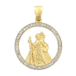 9ct Yellow Gold Diamond St Christopher Pendant
