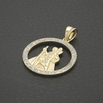 9ct Yellow Gold Diamond St Christopher Pendant - Image 4