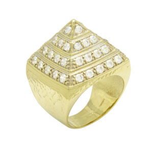 9ct Yellow Gold Gemstone Pyramid Ring