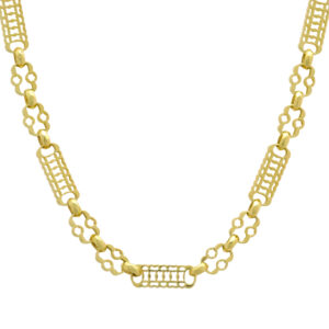 9ct Yellow Gold Stars And Bars Chain 22&#8243; 9.5mm