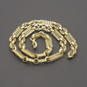 9ct Yellow Gold Stars And Bars Chain 22&#8243; 9.5mm