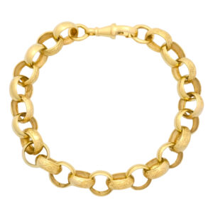 9ct Yellow Gold Patterned Belcher Bracelet 8.5&#8243; 10.5mm
