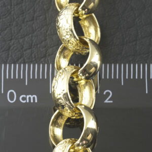 9ct Yellow Gold Patterned Belcher Bracelet 8.5&#8243; 10.5mm