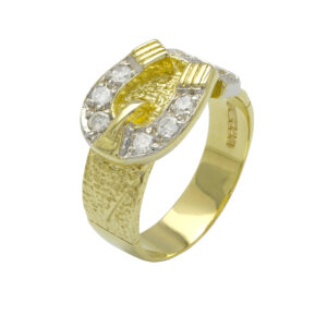 9ct Yellow Gold Gemstone Horseshoe Ring