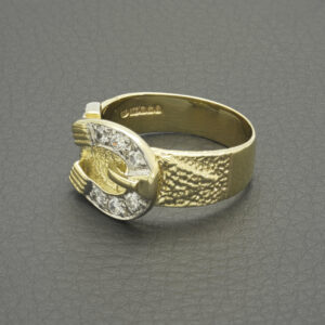 9ct Yellow Gold Gemstone Horseshoe Ring