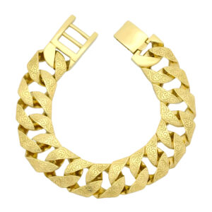 9ct Yellow Gold Curb Bracelet 10″ 22mm