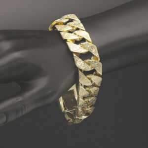 9ct Yellow Gold Curb Bracelet 10&#8243; 22mm