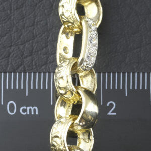 9ct Yellow Gold Gemstone Oval Round Belcher Bracelet 9&#8243; 9.5mm